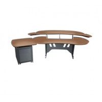 84" DESK W/2 (4) SPACE RACKS UNDER STANDARD OVERBRIDGE + 1 SINGLE BAY (12 SPACE) OUTBOARD RACK